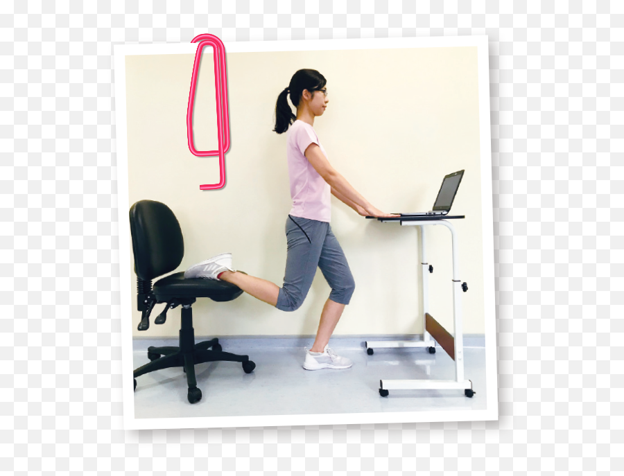 Download Hd Standing Thigh Stretching Exercise - Office Office Chair Png,Office Chair Png