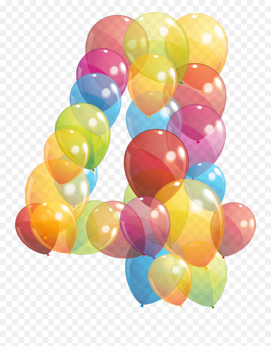 4 Clipart Balloon Transparent Free For Download - Transparent 4 Balloon Png,Birthday Balloons Transparent Background