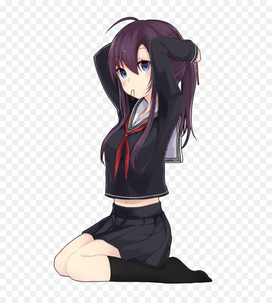 Anime Girl Sitting Png Free Images - Purple Hair Blue Eyes Girl Anime,Anime  Girl Sitting Png - free transparent png images 