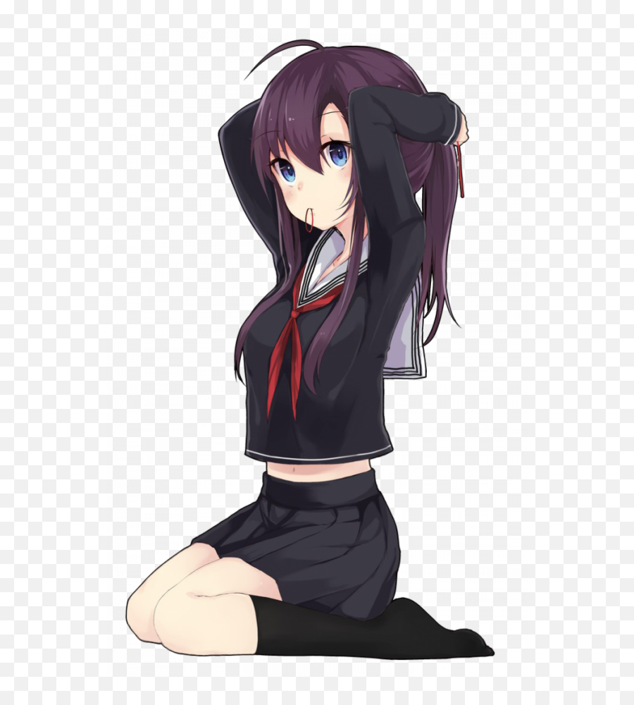 Anime Girl Sitting Png Free Images - Purple Hair Blue Eyes Girl Anime,Anime Girl Sitting Png