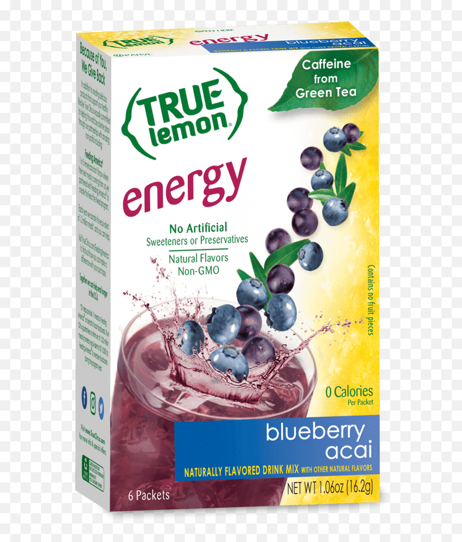 True Lemon Energy Blueberry Acai - True Lemon Raspberry Lemonade Png,Blueberry Transparent Background