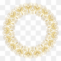 Floral Gold Golden Circle Frame Border Circleframe Deco - Fundo Para Convite Dourado Png