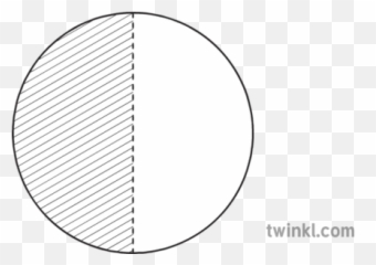 Circle With Half Shaded Fractions Maths Shapes Ks2 Black And - Dot png