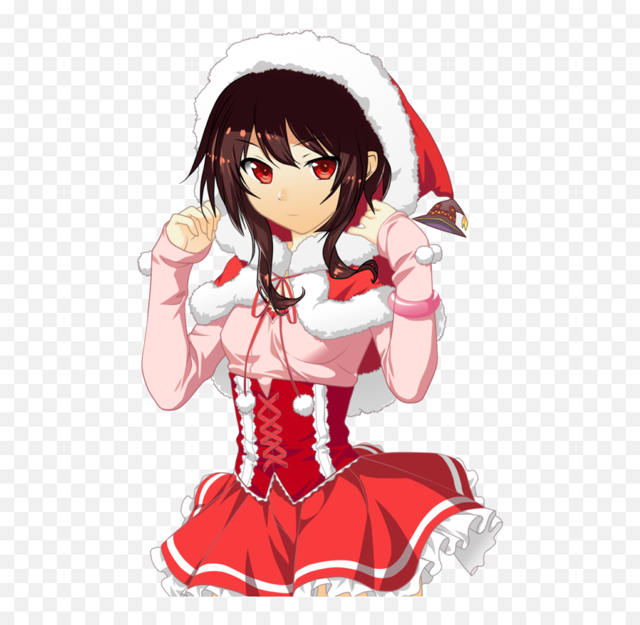 Stunning Anime Santa Hat Christmas Meme Megumin Wizard - Megumin Christmas Hat Png,Megumin Png