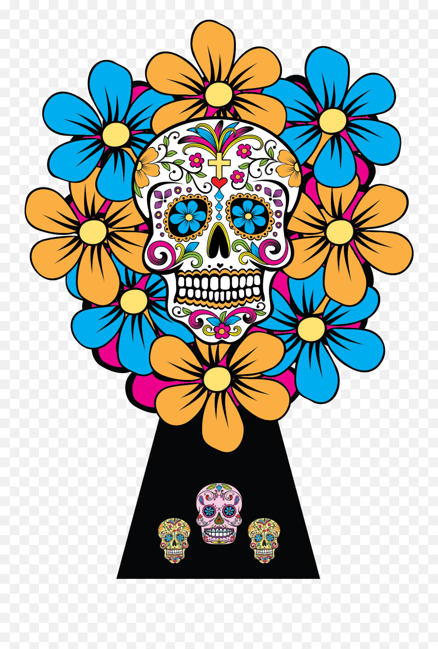 Sugar Skulls Dia De Los Muertos Bouquet - Sugar Skull Dia De Los Muertos Clipart Transparent Png,Dia De Los Muertos Png