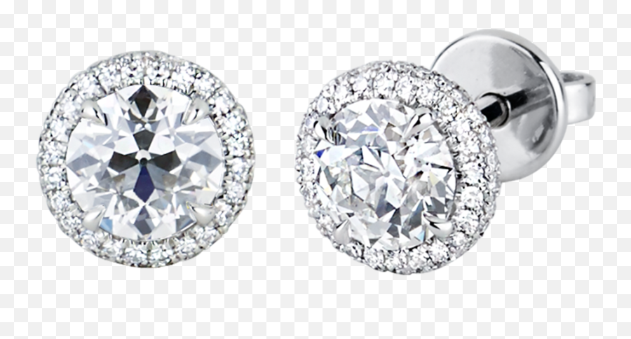 Round Double Edge Pave Halo Stud Earrings W Oec Diamonds - Solid Png,Diamond Earrings Png