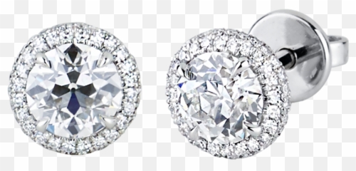 Round Double Edge Pave Halo Stud Earrings W Oec Diamonds - Solid Png,Diamond Earrings Png