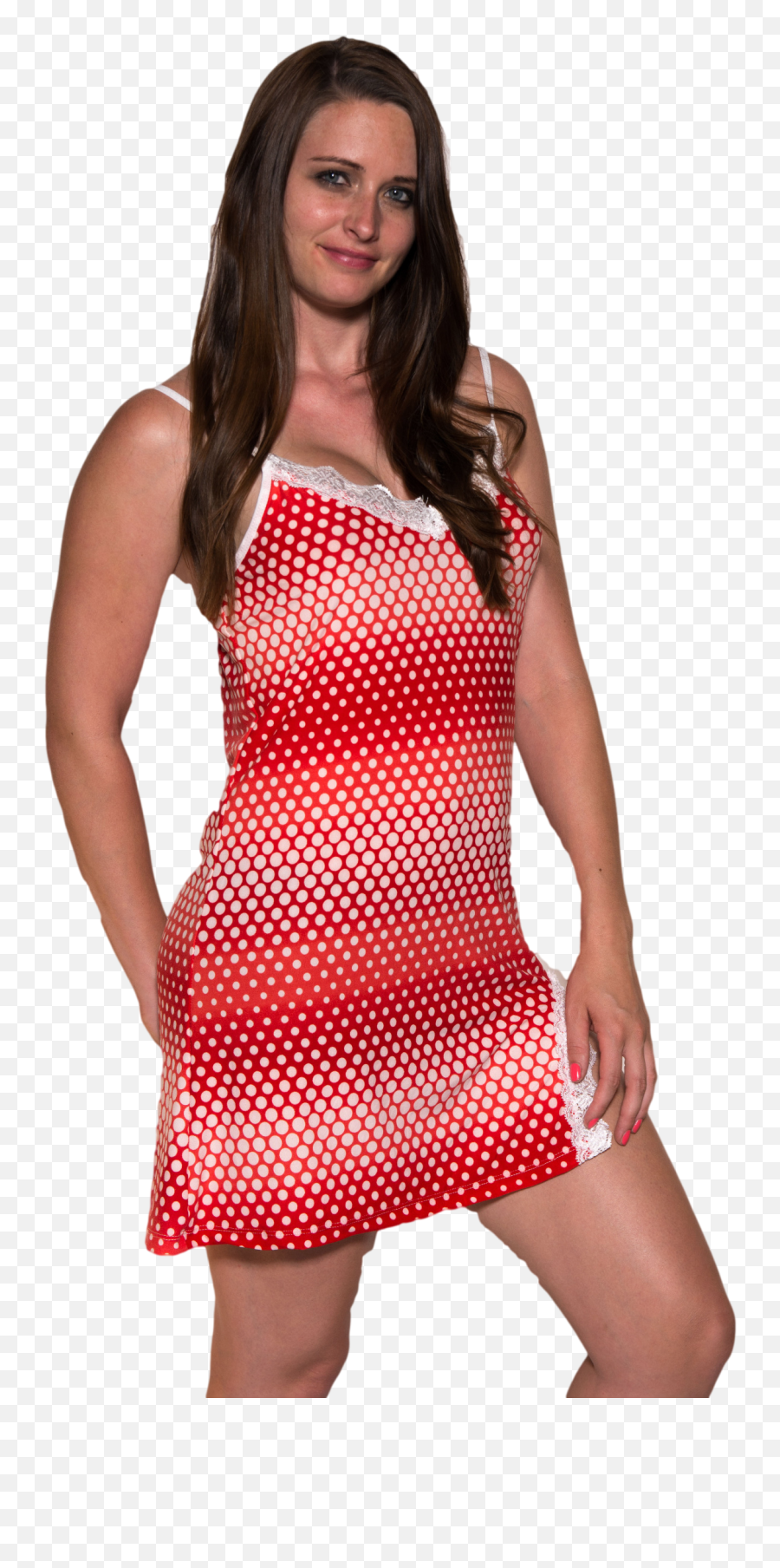 Ladies Chemise - Classic Printed Babydoll Red White Dots Print Png,White Dots Png