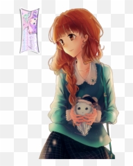 Anime Girl With Brown Hair Png - Cute Anime Haired Extracted Brown Girl
