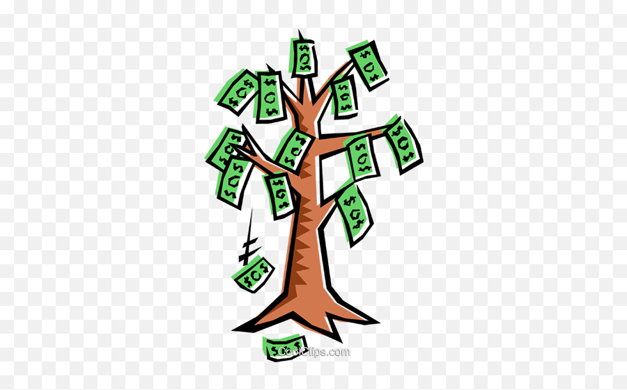 Money Tree Royalty Free Vector Clip Art Illustration - Money Tree Clipart Png,Money Clipart Png