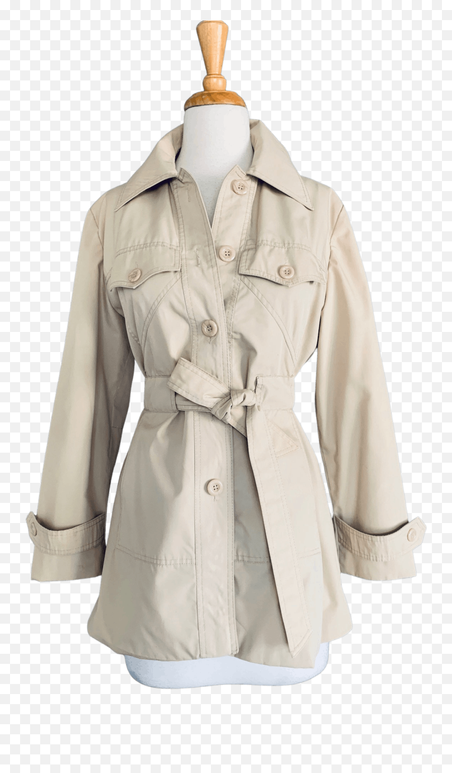 70u2019s80u0027s Beige Cargo Belted Trench Coat By Dawn International - Long Sleeve Png,J Crew Short Icon Trench