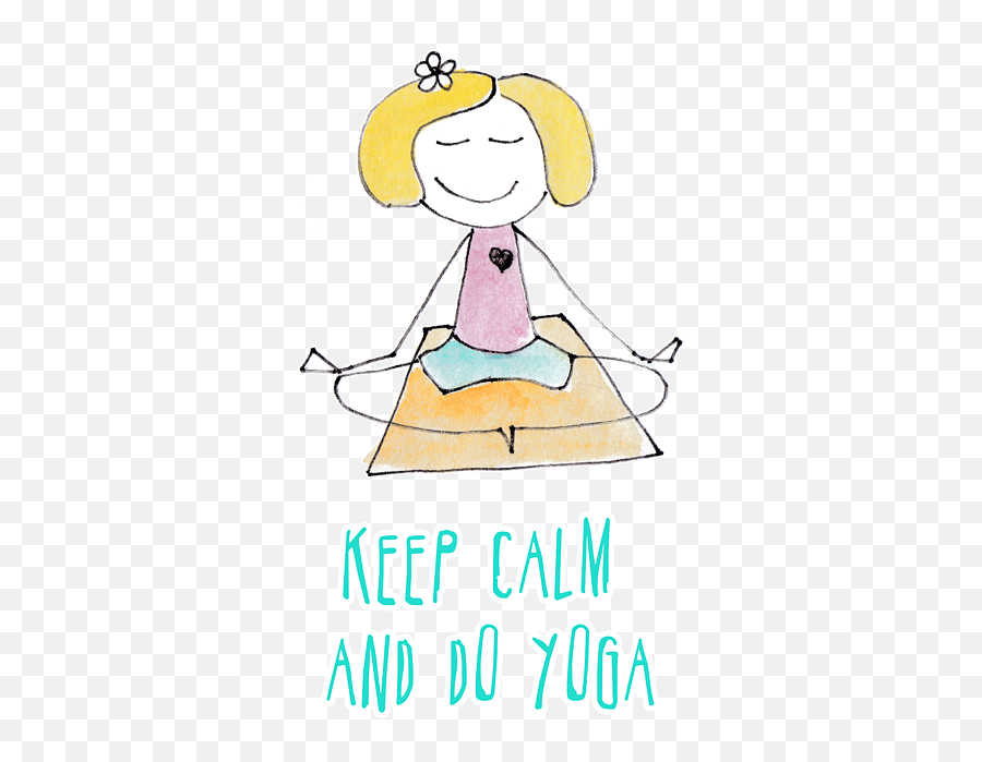 Funny Drawing Of A Happy Girl In The Lotus Position Keep Calm And Do Yoga Card Fleece Blanket - Keep Calm Cartoon Girl Png,How To Make A Yoga Icon In Illustraor