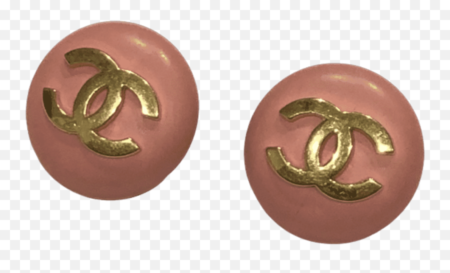 Chanel Vintage Cc Button Clip - On Earrings Pink Cc Logo 2004 Solid Png,Chanel Icon Bags