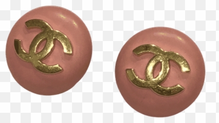Chanel Vintage Cc Button Clip - On earrings Pink Logo 2004 Solid png