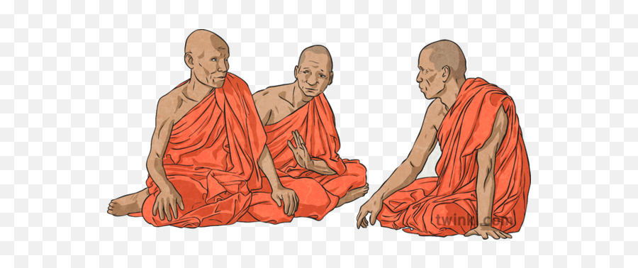 Buddhist Monks Discussing Illustration - Monk Png,Monk Png