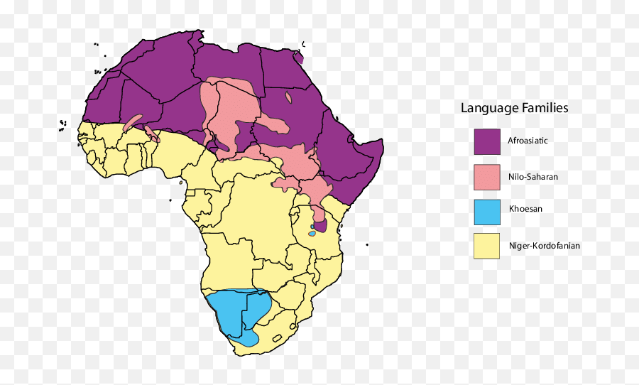 Map Of Africa Colored By The Language Family Spoken In Each - Niger Kordofanian Png,Africa Map Png
