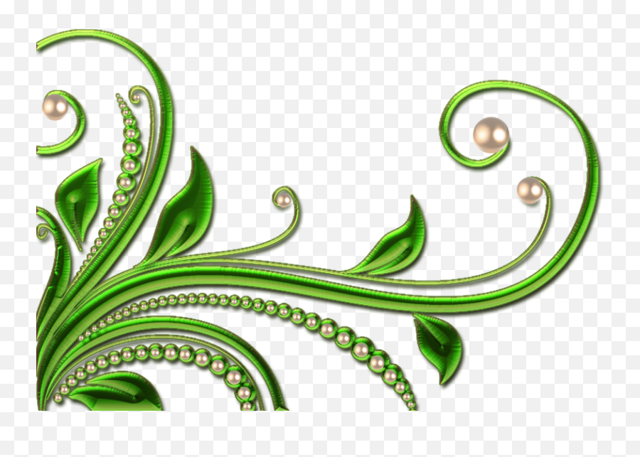 Leaves And Pearls Png By Melissa Tm - Leaves Design Transparent Green Swirl Png,Jungle Border Png
