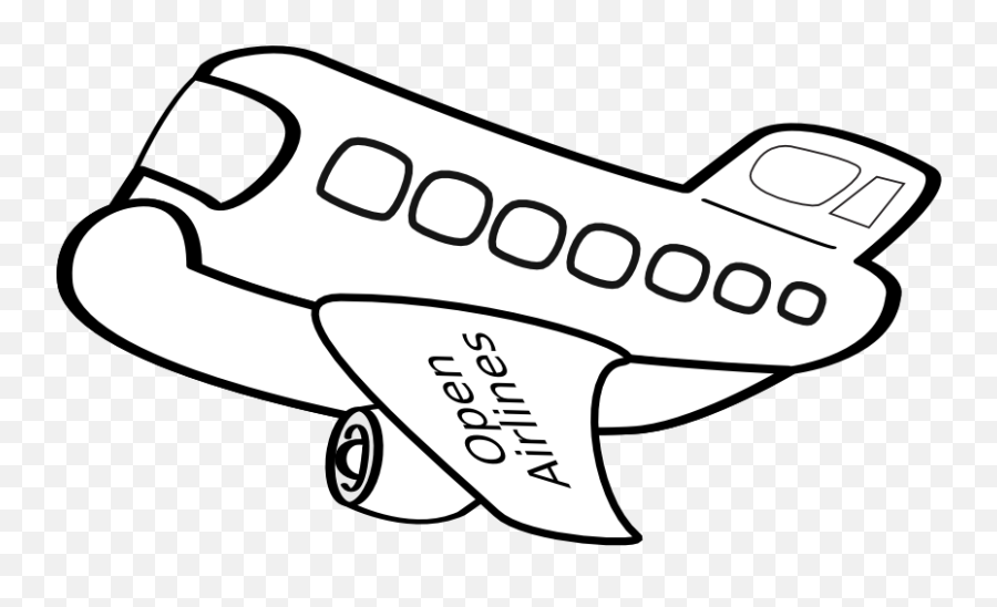 Airplane Outline Png - Clip Art Black And White Airplane,Black Line Transparent Background