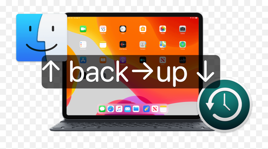 Download Ipad Pro With Finder And Time Machine Icons - Netbook Png,Iphone Icons Png