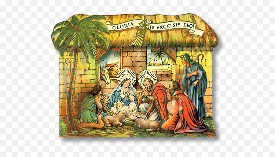 Vintage Crèche - Papermodelkioskcom Christian Christmas Png,Nativity Png