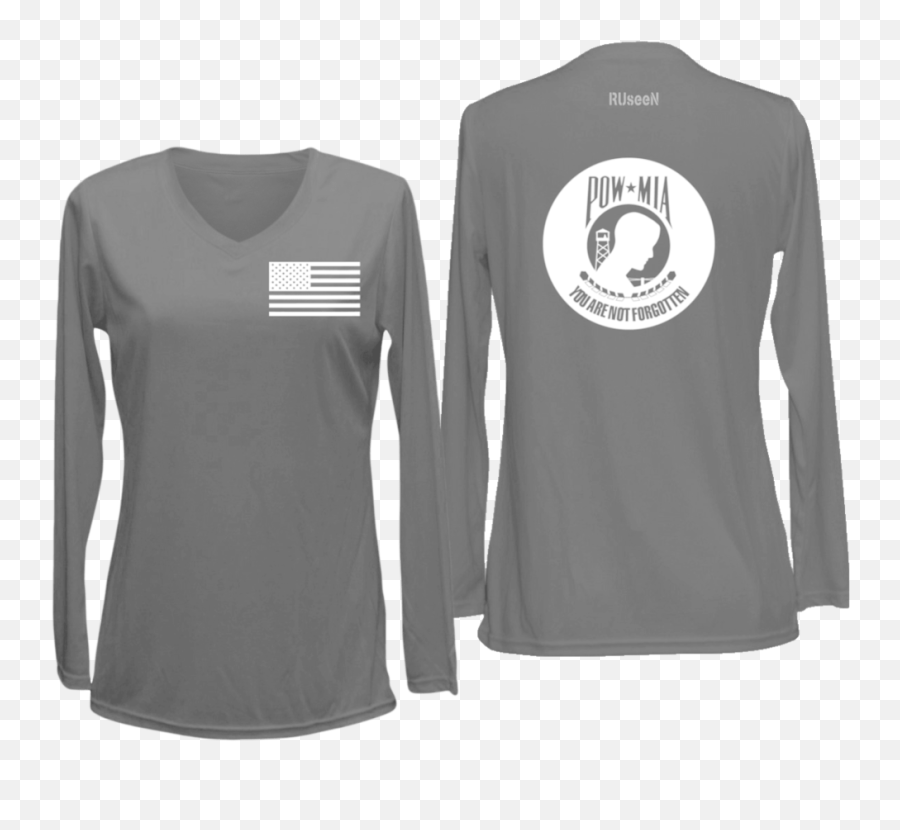 Womenu0027s Reflective Long Sleeve Shirt - Powmia Women Long Sleeve Shirt Front Back Png,Pow Mia Logo