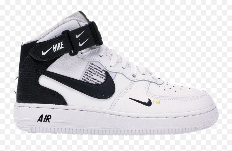 Shoes Sneakers Nike Baddie Outfit - Air Force 1 Mid Black And White Png,Nike Swoosh Transparent Background