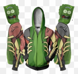 3d Pickle Rick Zip Up Hoodie - Pickle Rick Hoodie Png,Pickle Rick Face Png