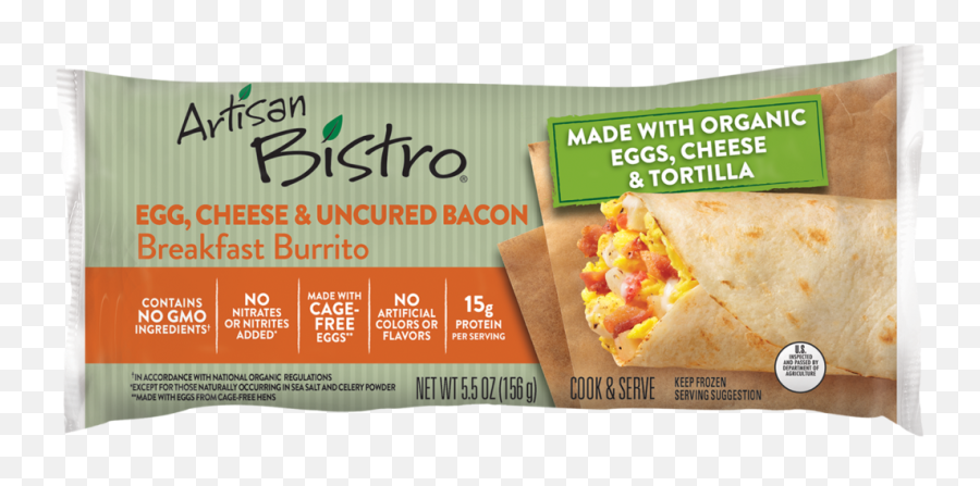 Organic Breakfast Burrito With Bacon - Artisan Bistro Artisan Bistro Png,Scrambled Eggs Png