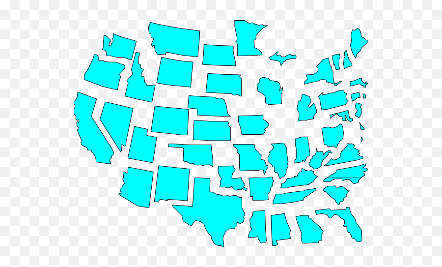 Turquoise Us Map Separated Clip Art - Vector United States Map Separated States Png,United States Map Png