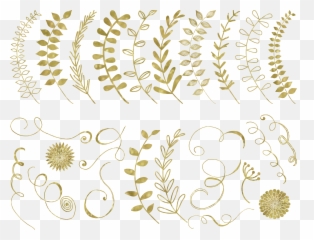 Download 67 Gold Foil Elements Example Image - Circle Leaf Design Png