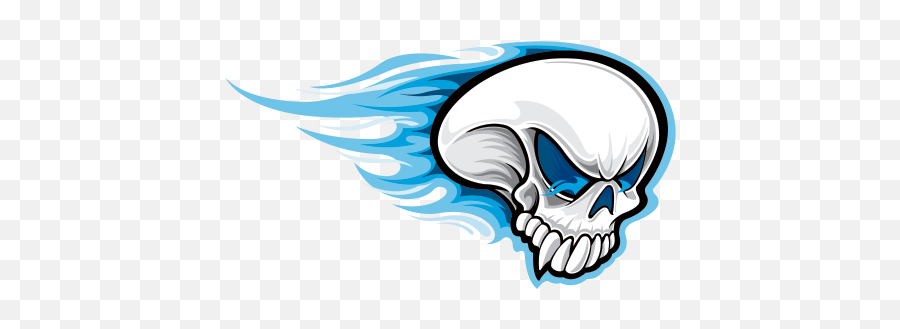 Printed Vinyl Racing Skull With Blue Flames Stickers Factory - Automotive Decal Png,Blue Flames Png
