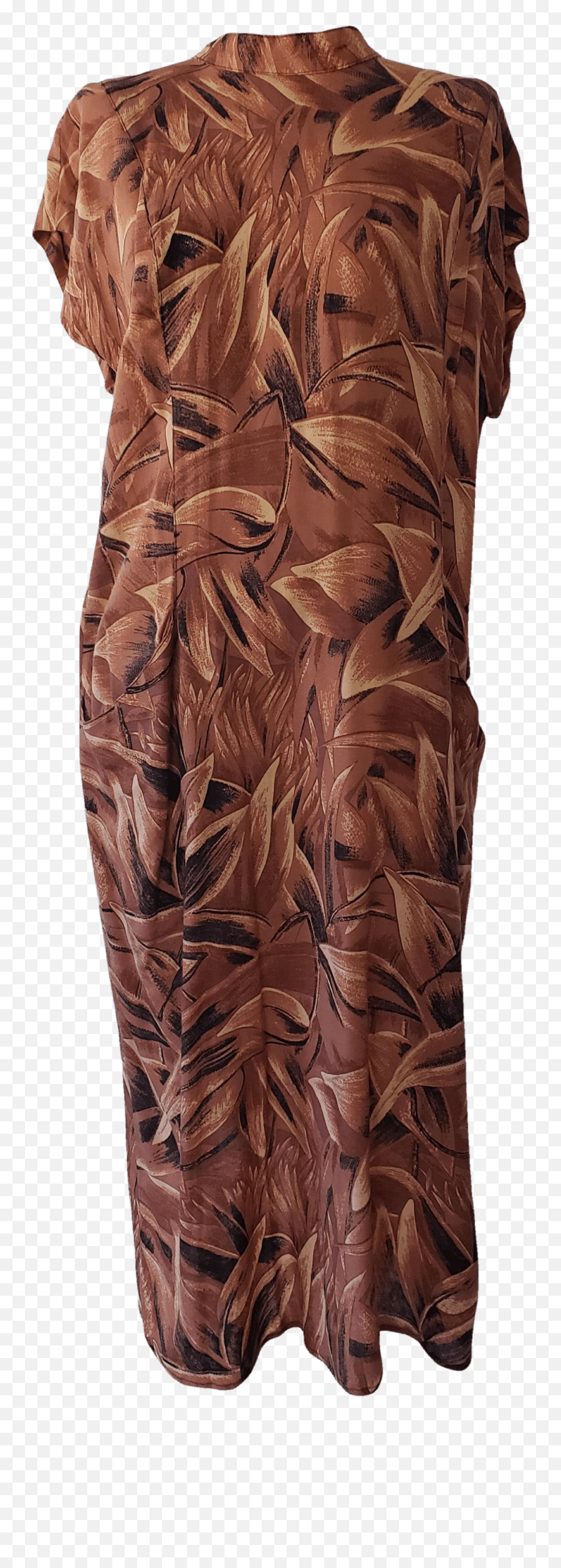 Brown Leaf Print Back Button Up Dress By Jp Dresses - Sleeveless Png,Back Button Png