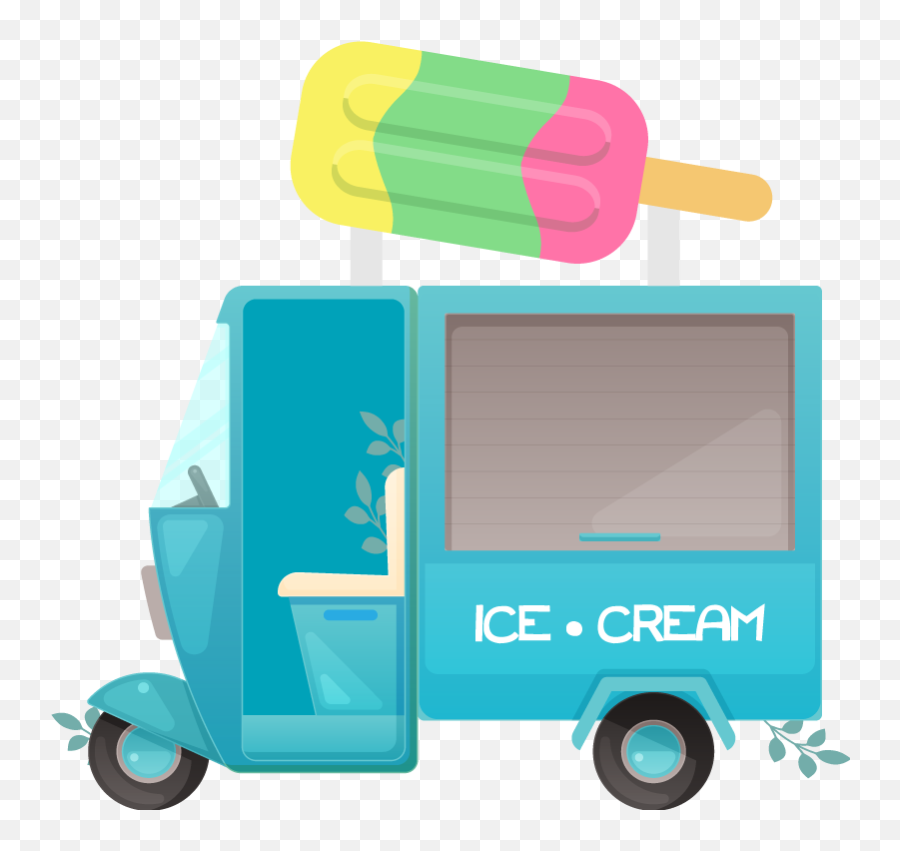 Ice Cream Truck Illustration Wall Art Decal - Commercial Vehicle Png,Ice Cream Truck Png