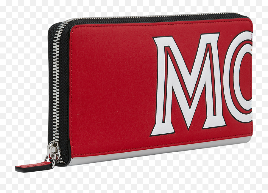 Large Contrast Logo Zip Wallet In Leather Ruby Red Mcm It - Fendi Png,Red Rectangle Logo