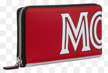 Large Contrast Logo Zip Wallet In Leather Ruby Red Mcm It - Fendi png