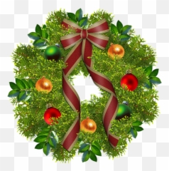 Wreath Christmas Garland Evergreen Fir - Christmas Wreath Clip Art Free Png,Christmas Ornament Transparent