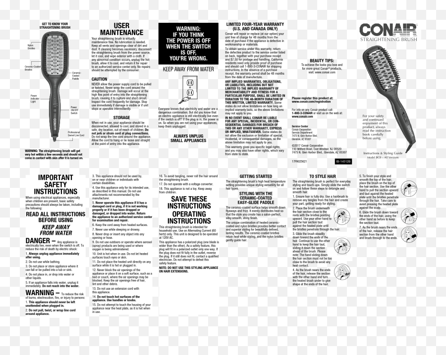 Conair Bc8 Straightening Brush Instruction Manual - Manuals Dot Png,Pull Taut Icon