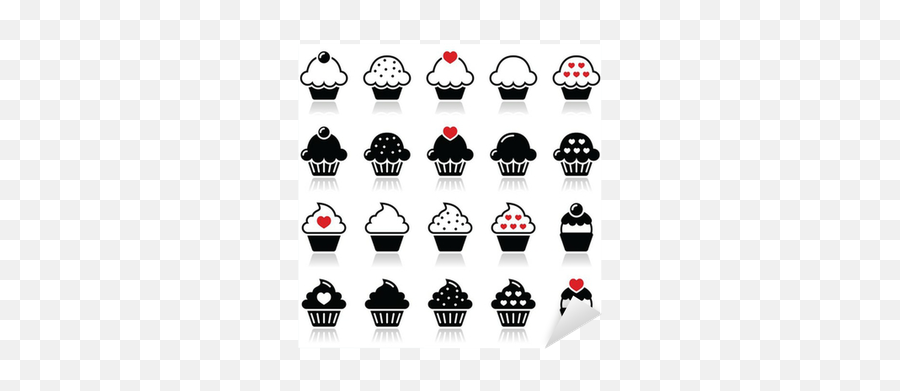 Sticker Cupcake With Heart Cherry And Sparkles Icons Set - Cupcakes Aesthetic Clip Art Png,Sparkles Icon