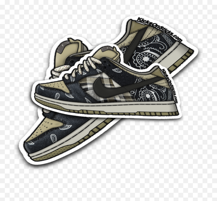 Nike Dunk Sb Low Travis Scott Sneaker Sticker - Travis Scott Shoe Stickers Png,Small Nike Logo