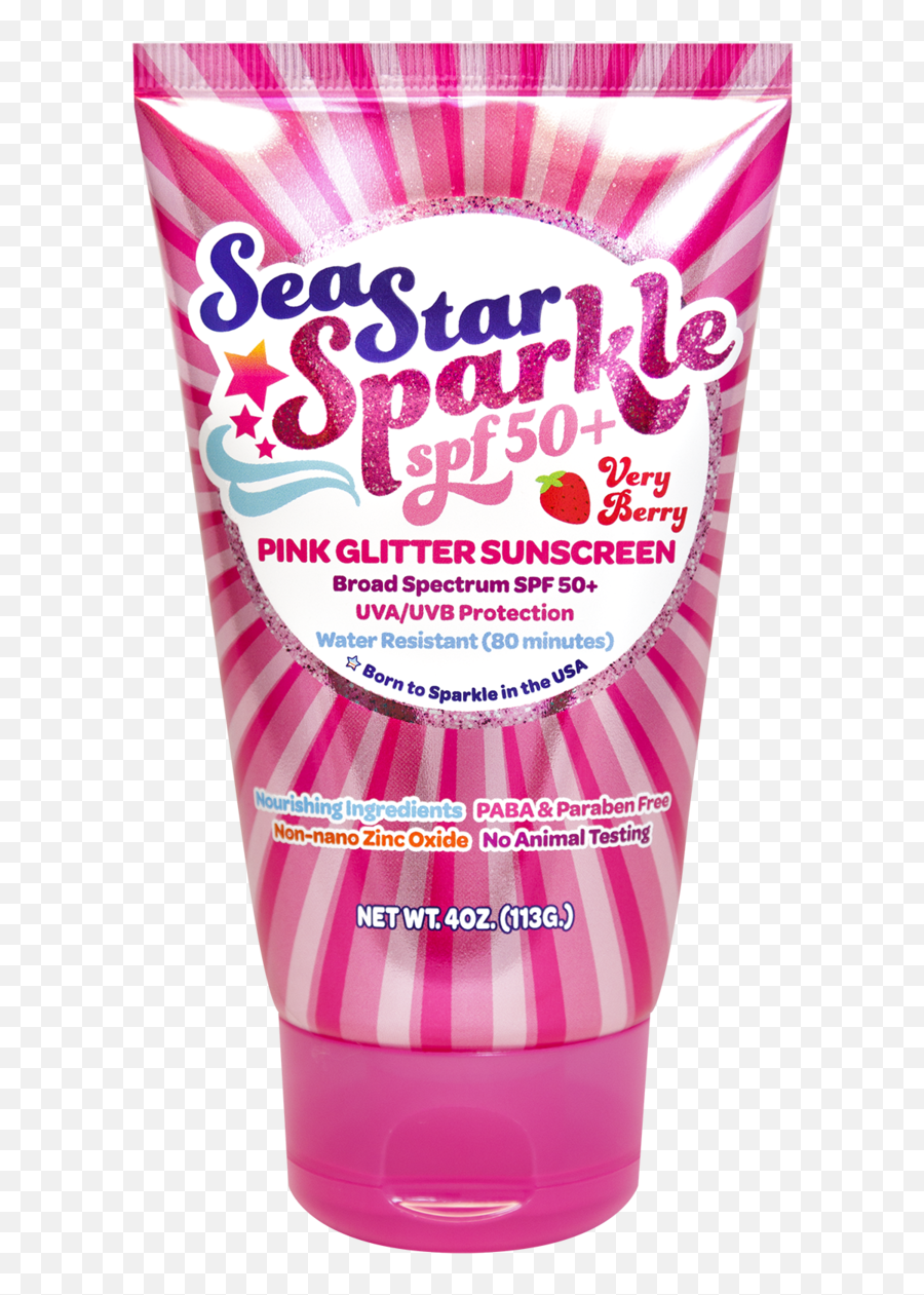 Seastar Sparkle Spf50 Very Berry With Pink Glitter U2013 4 Oz Png Star