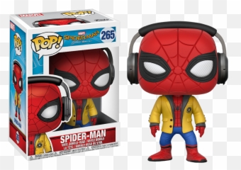 Spiderman Cartoon Png - Spider Man With Headphones Pop Vinyl Homecoming Figure