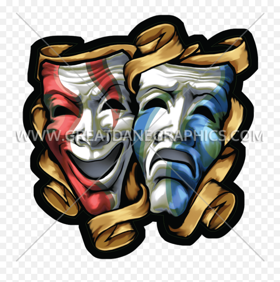 Drama Masks Colored Production - Sad And Happy Mask Colored Png,Drama Mask Png