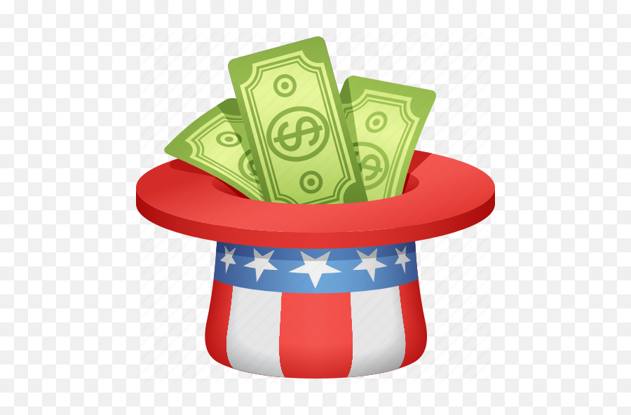 Paying Taxes Money Donation Hat Bills Uncle Sam Icon - Uncle Sam Money Clip Clipart Png,Uncle Sam Hat Png
