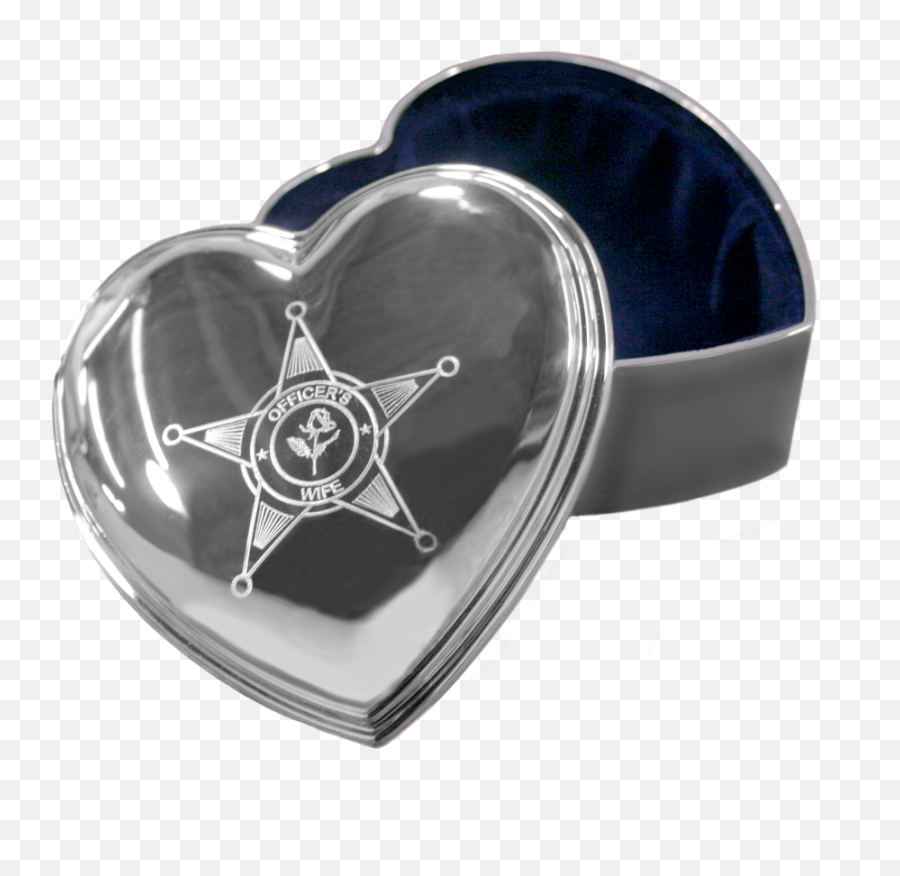 Police Engraved Silver Heart Jewelry Box - Solid Png,Silver Heart Png