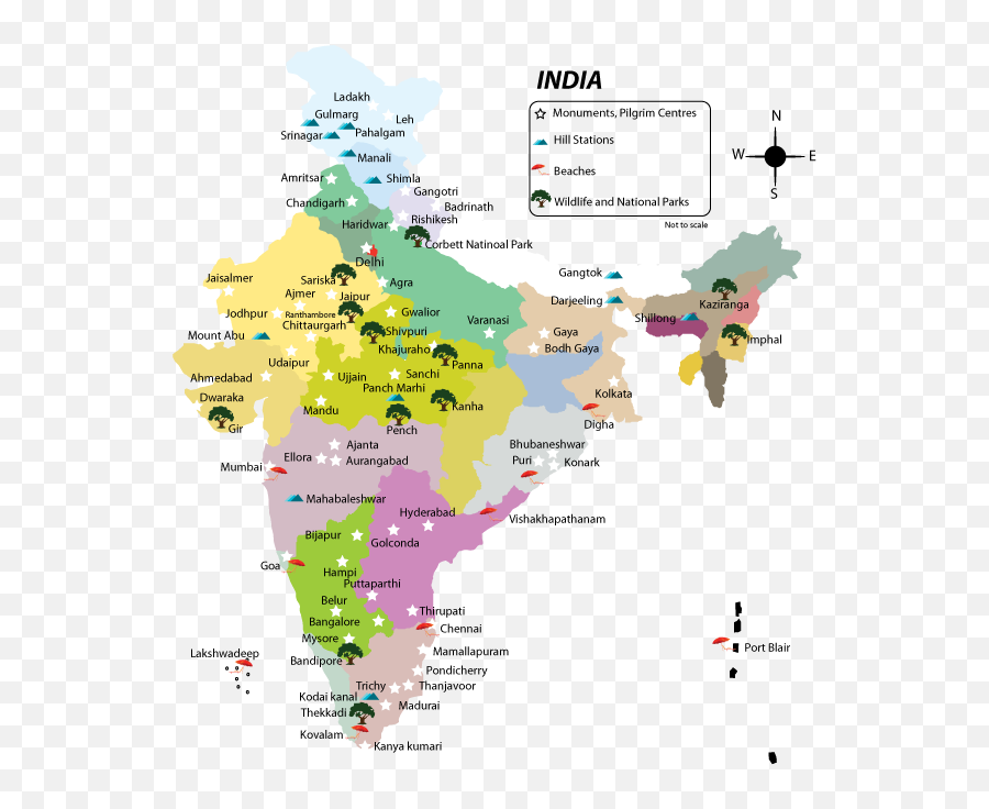 India Map Png - Tourist India Travel Map,India Map Png
