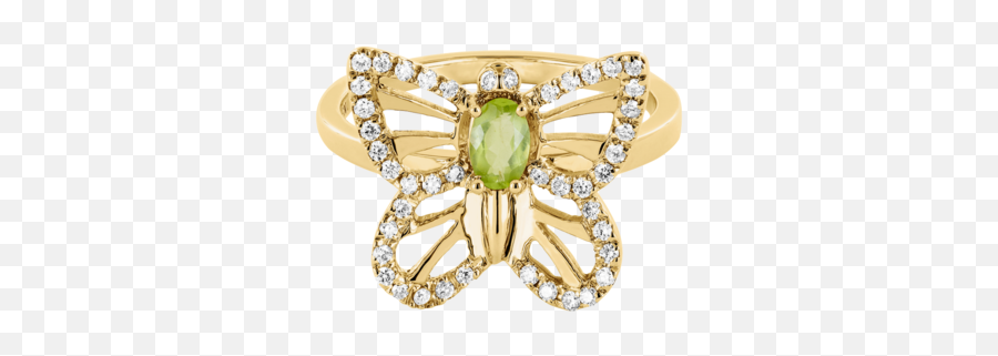 Papillon Ring Peridot In Yellow Gold - Engagement Ring Png,Peridot Png