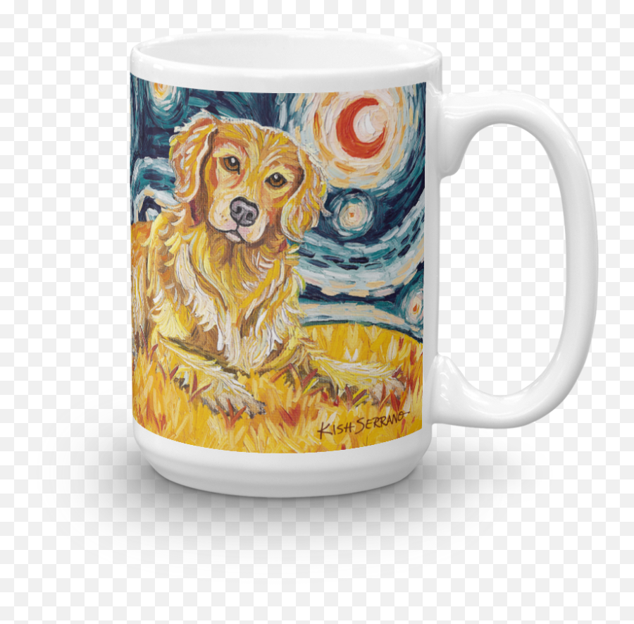 Golden Retriever Starry Night Mug - 15oz Dog Png,Golden Retriever Png