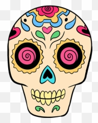 Download Hd Easy Sugar Skull Drawing - Sugar Skull Easy Drawing Png,Sugar Skull Png