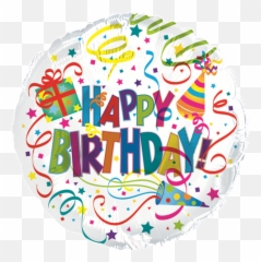 18 Inch Foil Mylar Circle Happy Birthday Party Hat And Horn Balloon - png