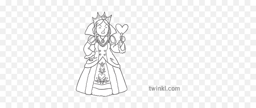 Queen Of Hearts Character Person Alice In Wonderland Story - Black And ...